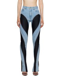 Mugler - Blue & Black Slitted Spiral Jeans - Lyst
