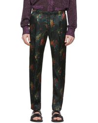 Dries Van Noten Black And Multicolour Floral Drawstring Trousers