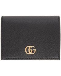 Gucci - Petit portefeuille marmont noir à fentes pour cartes et logo gg - Lyst