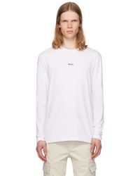 BOSS - Long-Sleeved Stretch Cotton Logo Print T-Shirt - Lyst