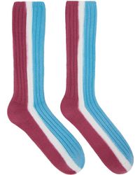 Sacai - Red & Blue Vertical Dye Socks - Lyst