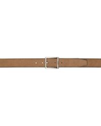 BOSS - Brown Suede Squared Buckle Engraved Logo Belt - Lyst