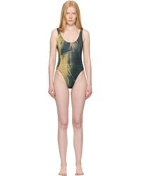 Jean Paul Gaultier - Maillot De Bain Vert À Imprimé Water Exclusif À Ssense - Lyst