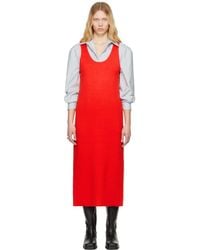 AURALEE Cotton Silk Strech Double Face Knit Dress in Red | Lyst