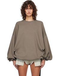 Rick Owens - Pull Molletonné Hun Gris À Col Ras Du Cou - Lyst