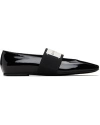 Givenchy - Ballerines Noires En Cuir Verni À Bout Carré - Lyst