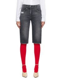 Givenchy - Gray Distressed Denim Shorts - Lyst