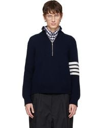 Thom Browne - Merino Wool 4-Bar Funnel Neck Sweater - Lyst