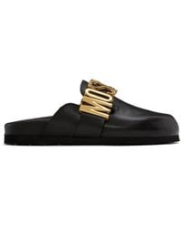 Moschino - Black Lettering Logo Slip-on Loafers - Lyst