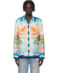 CASABLANCA - Chemise À Manches Longues Multicolore En Soie À Imprimé - Lyst
