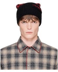 Marni - Burgundy & Wool Geometric Motif Beanie - Lyst