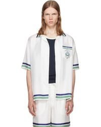 CASABLANCA - Hotel Emblem Short Sleeve Silk Shirt - Lyst