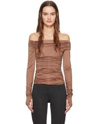 Helmut Lang - Brown Ruched Long Sleeve T-shirt - Lyst