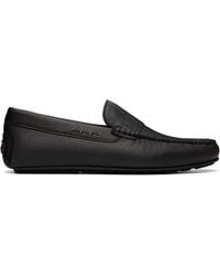BOSS - Tumbled-Leather Driver Loafers - Lyst