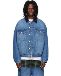 Alexander Wang - Plaid Combo Reversible Trucker Denim Jacket - Lyst