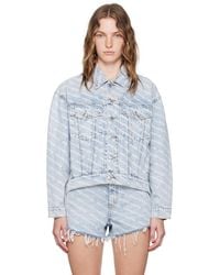 Alexander Wang - ブルー Falling Back ロゴプリント デニムジャケット - Lyst
