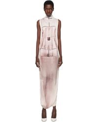 Jean Paul Gaultier - Robe Longue Blanc Et Rose À Drapage Et À Image De Corset Trompe L'Œil - Lyst