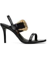 Versace - Black Baroque Emily Slingback Heeled Sandals - Lyst