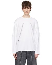 MM6 by Maison Martin Margiela - White Rasterised Zip Long Sleeve T-shirt - Lyst