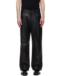 Entire studios - Pantalon Noir En Cuir À Entrejambe Bas - Lyst