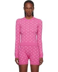 Marine Serre - Moon Jacquard Knit Fitted Crewneck Sweater - Lyst