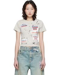 Maison Mihara Yasuhiro - Taupe Embellished Sticker Mini T-Shirt - Lyst