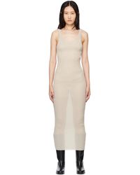 Subtle Le Nguyen - Taupe Plissé Tank Maxi Dress - Lyst