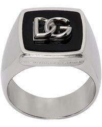 Dolce & Gabbana - Ring with enameled accent and DG logo - Lyst