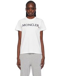 Moncler - ホワイト ロゴ刺繍 Tシャツ - Lyst