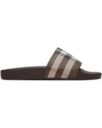 Burberry - Brown Check Slides - Lyst