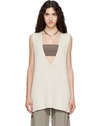 Rick Owens - Off- Tower Wool Knit V Neck Vest - Lyst