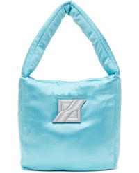 we11done Satin Padded Top Handle Bag - Blue