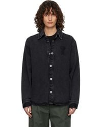 Ami Paris - Cotton Knitted Ami De Coeur Denim Overshirt - Lyst