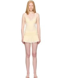 Skims - イエロー Cotton Jersey レース スリップ ワンピース - Lyst