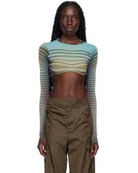Jean Paul Gaultier - Ssense Exclusive Blue 'the Body Morphing Crop' Long Sleeve T-shirt - Lyst