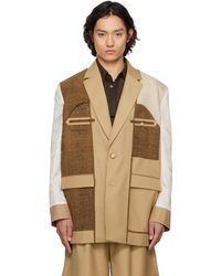 Feng Chen Wang - ベージュ Deconstruction パッチワーク テーラードジャケット - Lyst