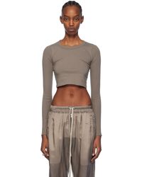 Rick Owens - Gray Cropped Long Sleeve T-shirt - Lyst