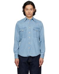 Drake's - インディゴ ツーポケット デニム ウエスタンシャツ - Lyst