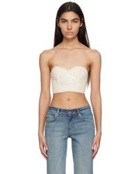 Ganni - Off-white Sparkle Denim Tank Top - Lyst