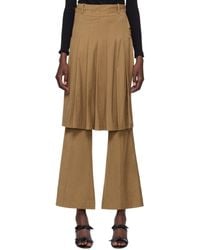 ROKH - Tan Pleated Midi Skirt Trousers - Lyst