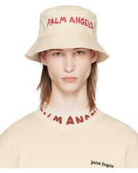 Palm Angels - Chapeau bob blanc cassé à logos - Lyst