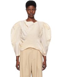 Issey Miyake - Off-white Contraction Blouse - Lyst