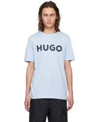 HUGO - T-shirt bleu à logo contrecollé - Lyst
