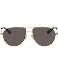 Bottega Veneta - Gold Split Pilot Metal Sunglasses - Lyst