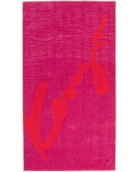 Serviette De Plage Rouge Et Rose Signature