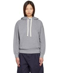 Jil Sander - Pull À Capuche Gris En Jersey Bouclette De Coton - Lyst