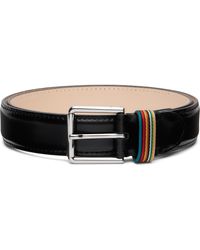 Paul Smith - Ceinture Noire À Patte À Rayures - Lyst