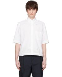 Thom Browne - Thom e chemise blanche à ourlet à cordon coulissant - Lyst
