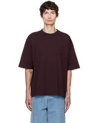 Dries Van Noten - Burgundy Dropped Shoulder T-Shirt - Lyst