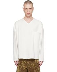 Lemaire - Off- V-Neck Long Sleeve T-Shirt - Lyst